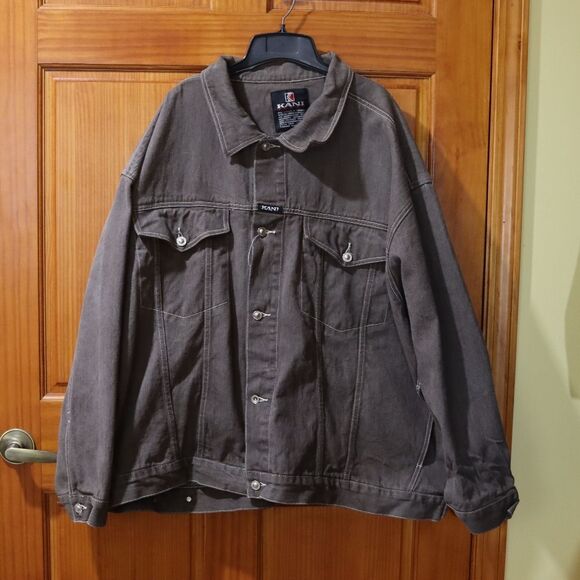 Karl Kani Gray Denim Button Front Shirt Jacket Jean Jacket 5XL - Picture 2 of 16